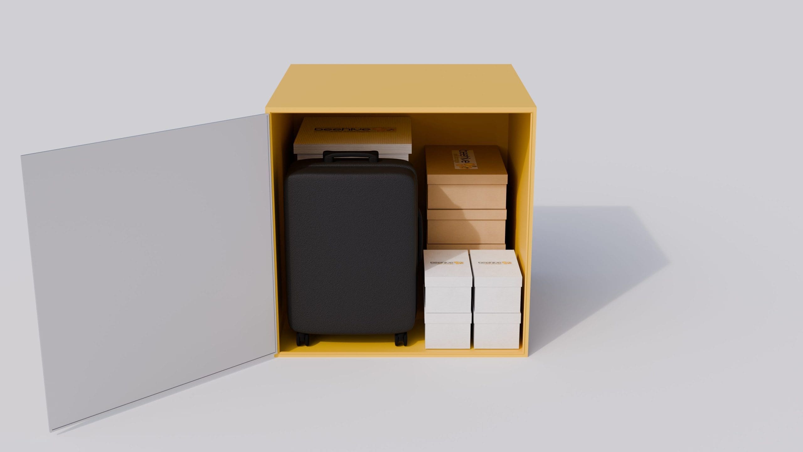 Illustration of a Beehive Mini Store locker-sized self-storage unit.