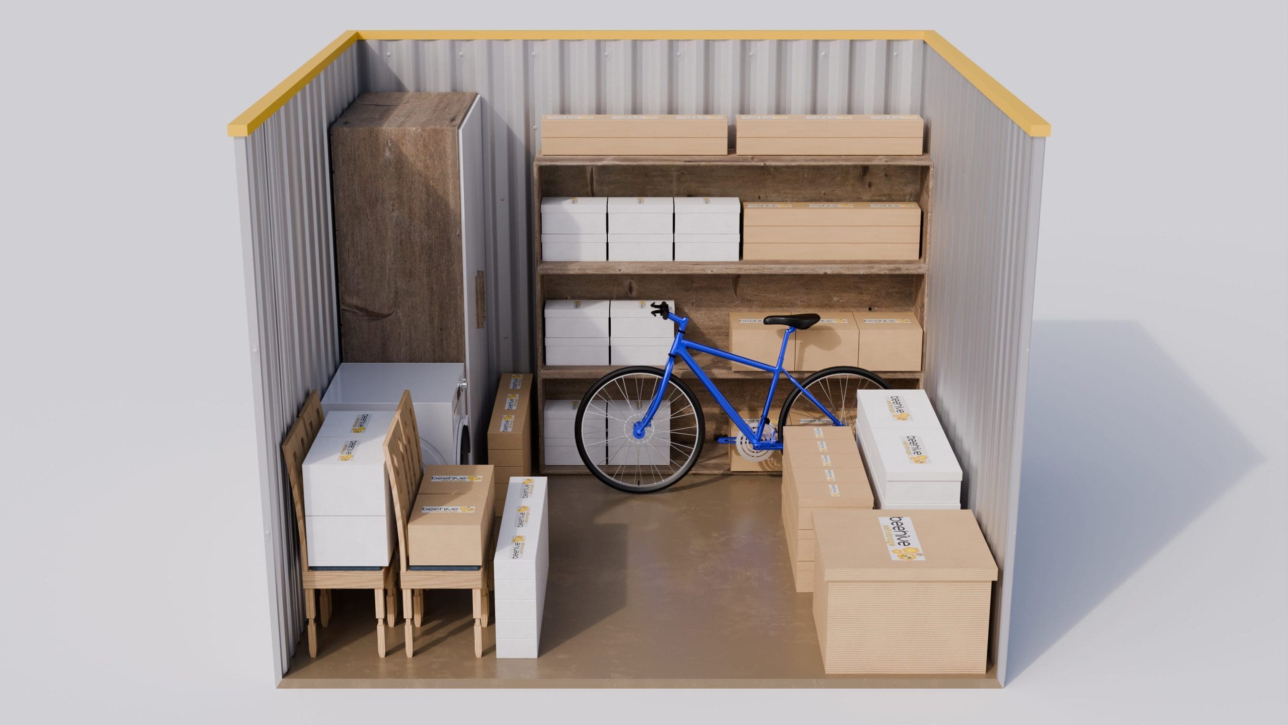 Illustration of a 90 square foot self-storage unit, approximately 9 feet by 10 feet.